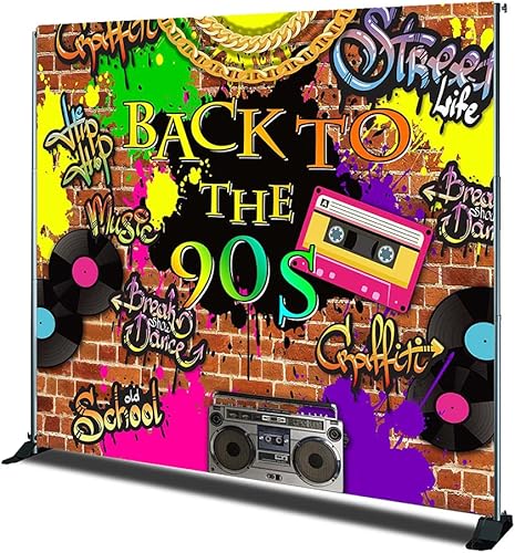 Miniatura 2 de Mocsicka Telón de fondo de los años 90, hip hop, graffiti, pared de ladrillo, radio retro, fotografía de moda, telón de fondo de fiesta temática de