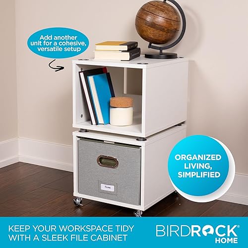 Miniatura 4 de BIRDROCK HOME Archivador rodante – Estante de almacenamiento decorativo con cubos extraíbles, asas y ruedas – Organiza archivos, libros, juguetes,