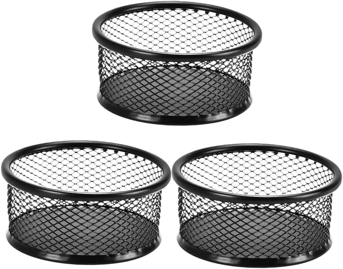3pcs Mesh Metal Paper Clip Holder Iron Binder Clip Dispenser Organizer for Desk Home Office School Black with Stackable Space-saving Design