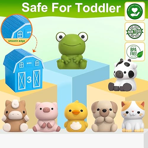 Miniatura 5 de Juguete de aprendizaje para niños pequeños de 1, 2, 3 años, 10 juguetes de animales de granja y 10 graneros, contar, combinar y clasificar, juguetes