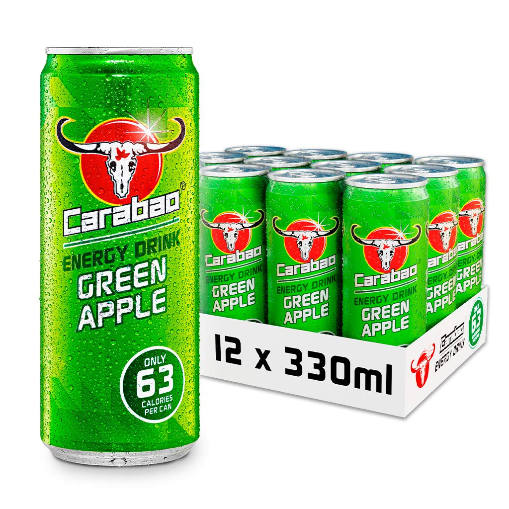 Buy Carabao Energy Drink Green Apple, 12 x 330ml Cans Case, Low Calorie