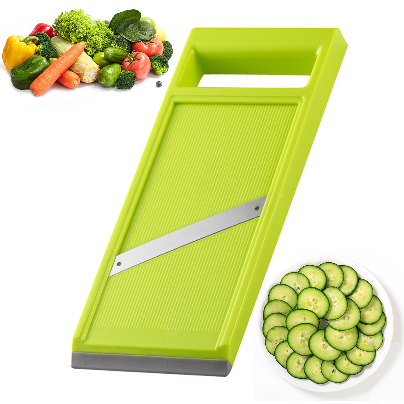 Mandolina de Verduras Portátil Extra Afilada, Mandolina de Mano de Acero Inoxidable Apta para Lavavajillas, Mandolina de Cocina con Mango Ergonómico para Patatas Zanahorias Pepinos