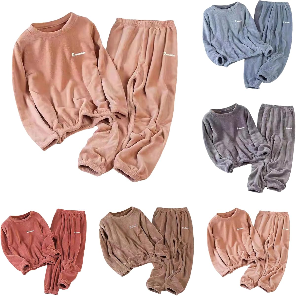 Tracksuit Sets for Kids Girls Boys Solid Fuzzy 2pc Fleece Winter Warm Tracksuit Sets Plush Top Pants