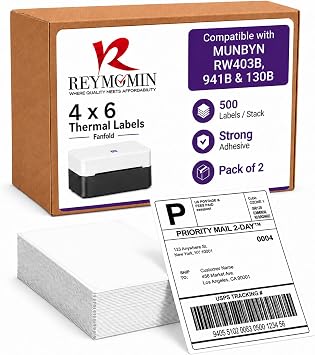 4x6 Thermal Labels Compatible with Munbyn RW403B, 130B Printer- 1000 Labels