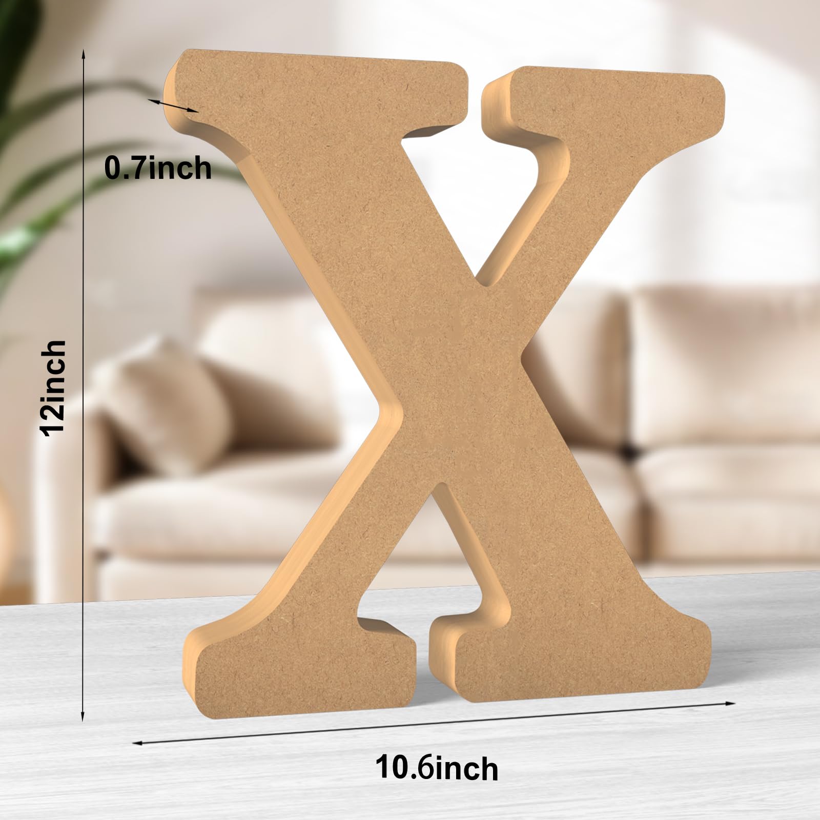 Aruatu 12 Inch Balsa Wooden Letters Unfinished Wood Letter for Wall Decorative Standing Large Letters for wall Decoration for Craft Home Party Projects (X) - Image 2