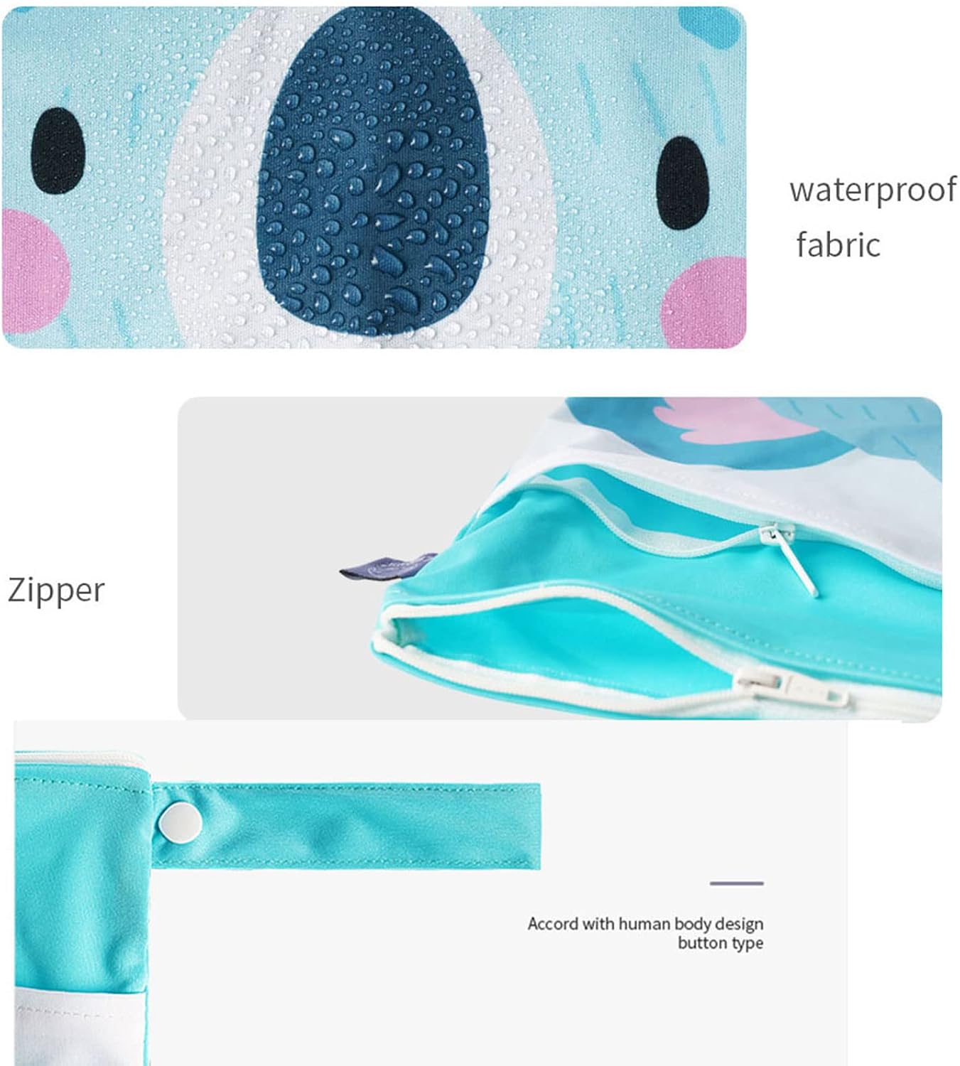 Baby Diaper Bag Cartoon Print Waterproof Nappy Handbag Stroller Carry Pack Travel Outdoor Wet Diaper Storage Bags