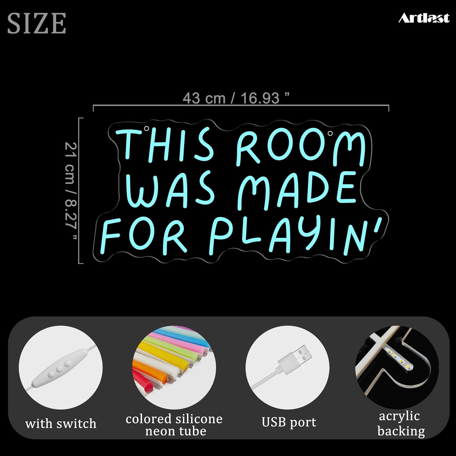This Room Was Made For Playin' Neon Sign PlayroomWall Decor Nursery Wall Art Funny Kids Room Decor New Year's Gift Let's Play Sign USB Powered Fun Gaming Wall Decoration for Game Room Playroom Bedroom