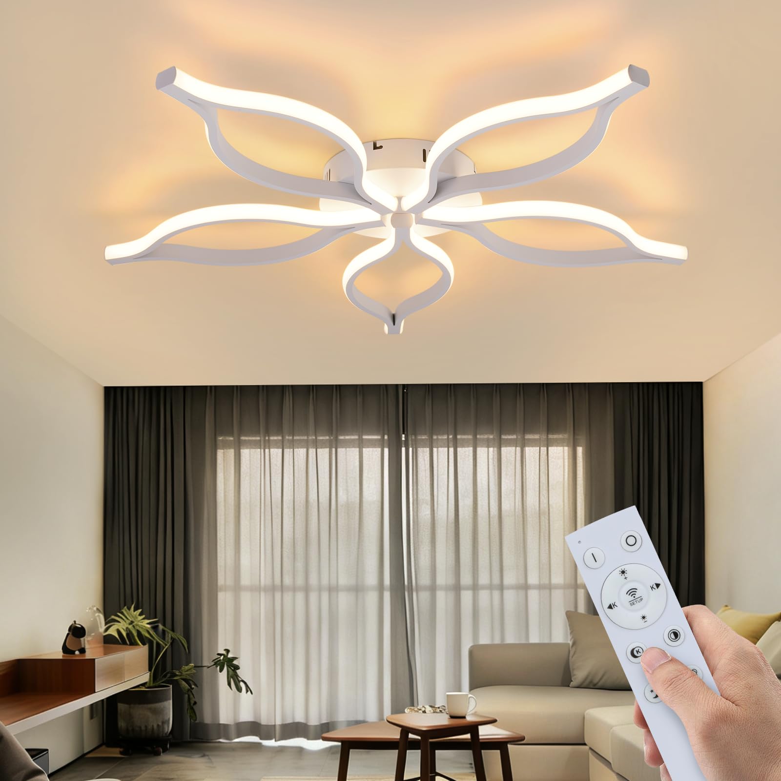 CBJKTX Lampa sufitowa LED do salonu, nowoczesny design, 80 cm, 75 W