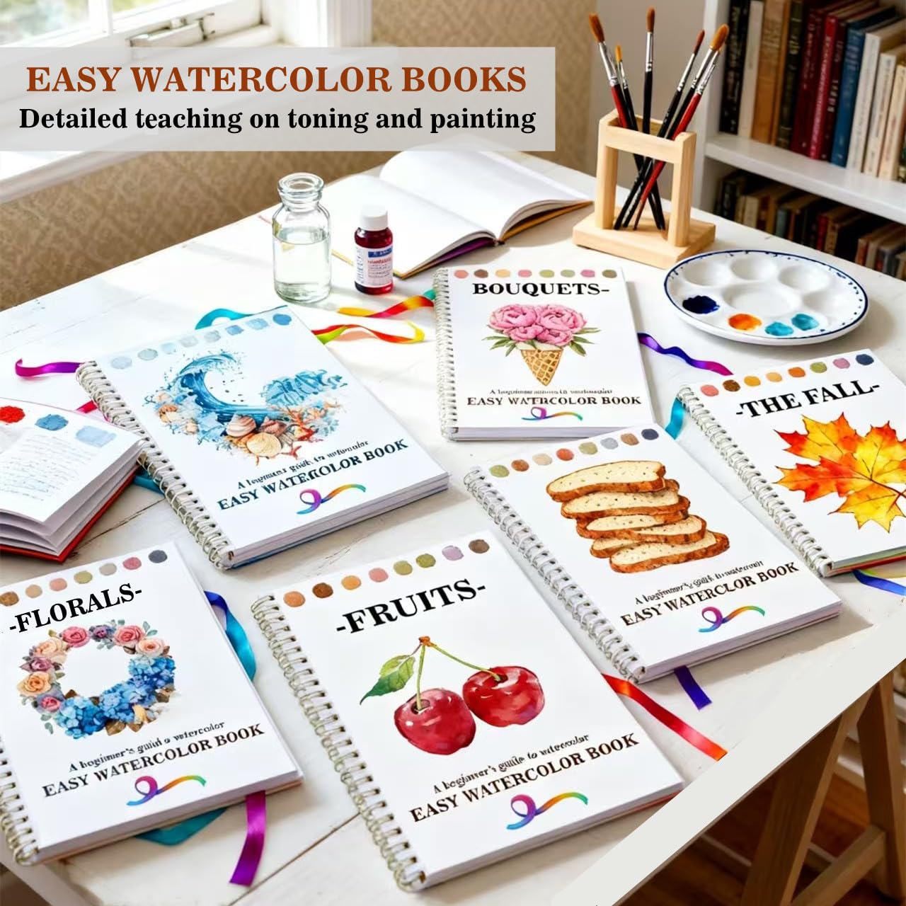 Cahier D'Aquarelle 24 Couleurs - Kit Complet Pour Débutants Avec Pinceau Et Exercices