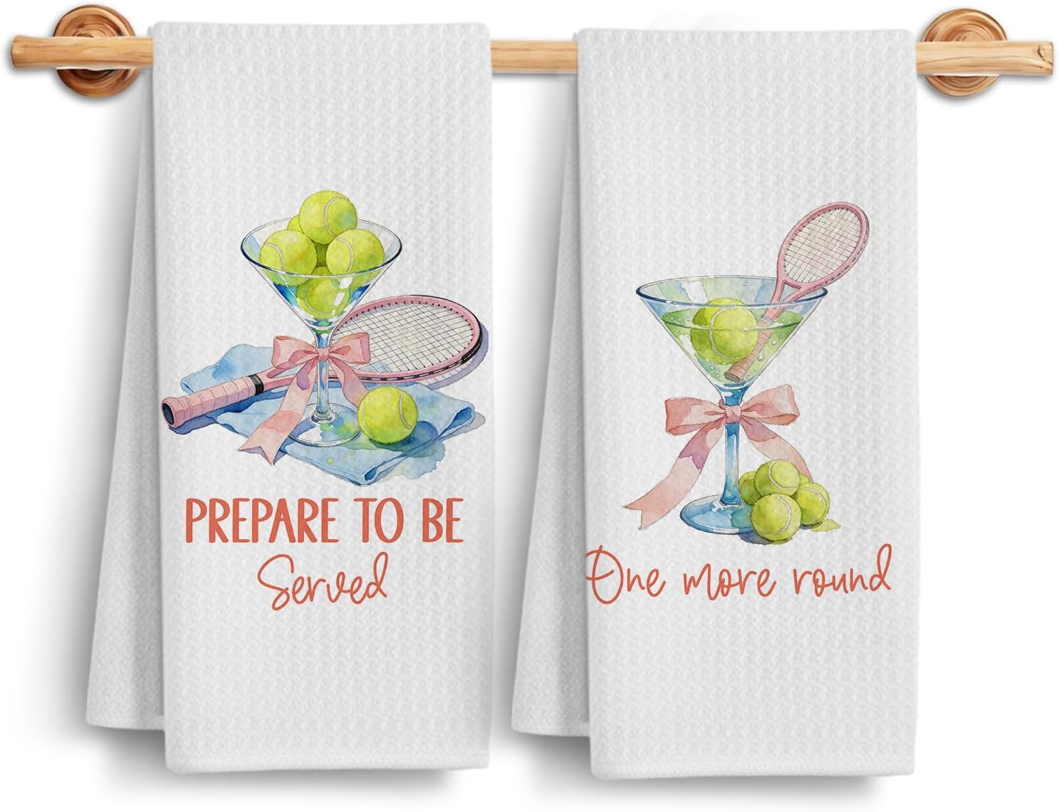 Coquette Bows Martini Tennis Cocktail Kitchen Towels,Hostess Gift for Tennis Player Lovers Dish Tea Hand Towels for Kitchen Bathroom Gifts for Women 16X24 Inch Set of 2