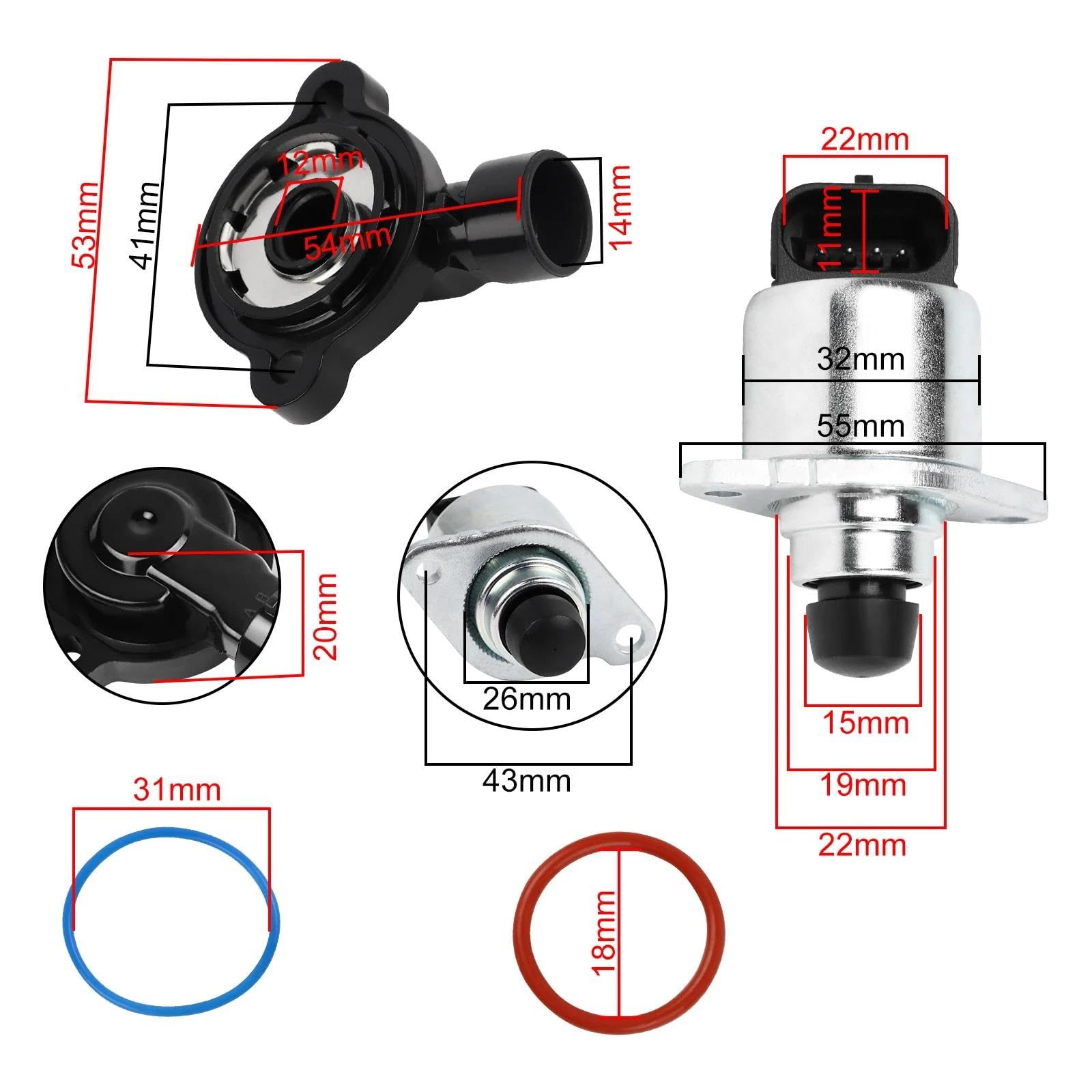 Sensor posición cuerpo acelerador Sensor De Posición Del Acelerador Y Juego De Válvula De Control De Aire Inactivo Para GMC 17113209 3843751 803149 8171132090 17076283 TPS - Sensor posición