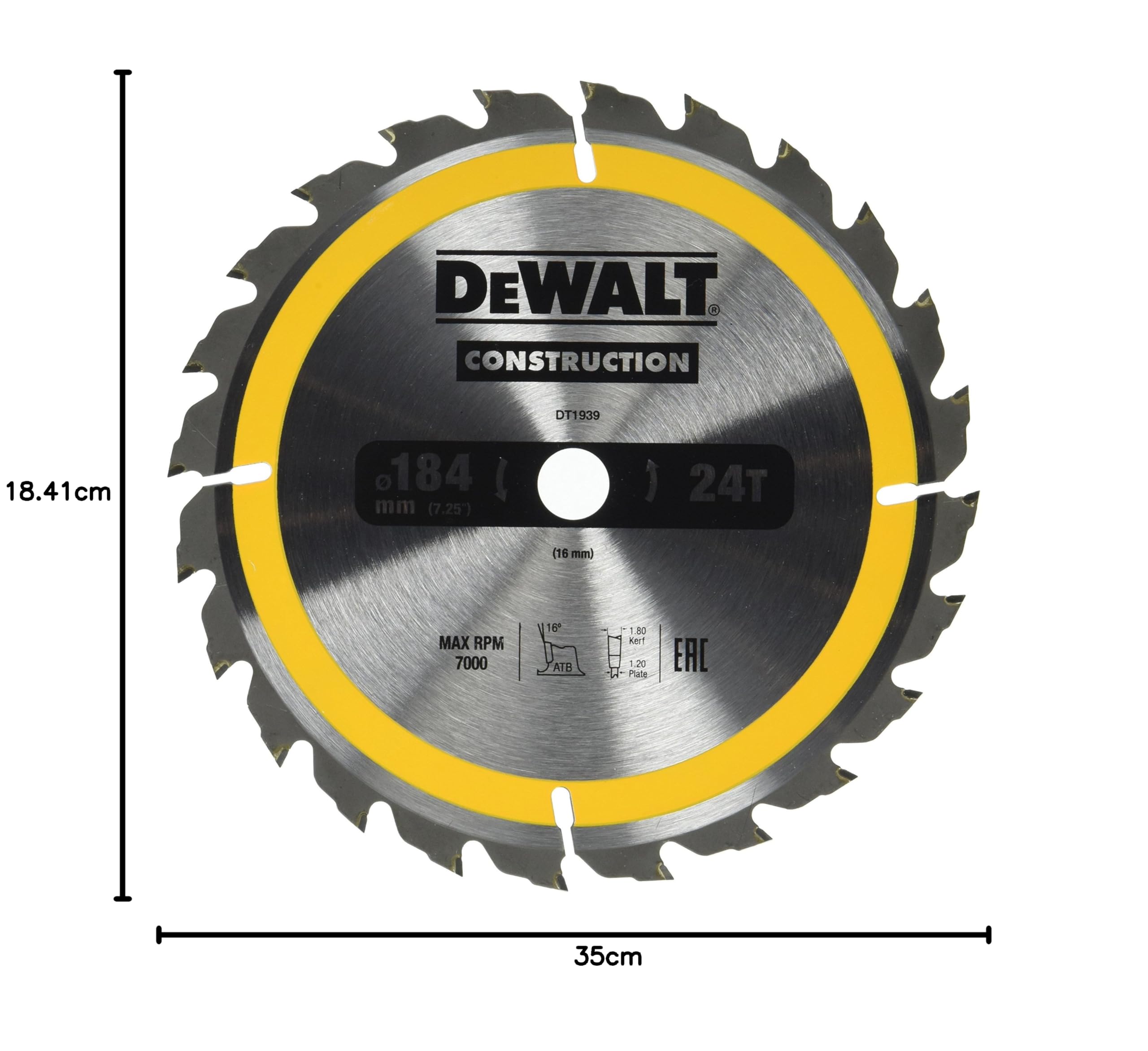 Piła Tarczowa z Widią 184mm x 24z x 16mm DT1939 DeWalt