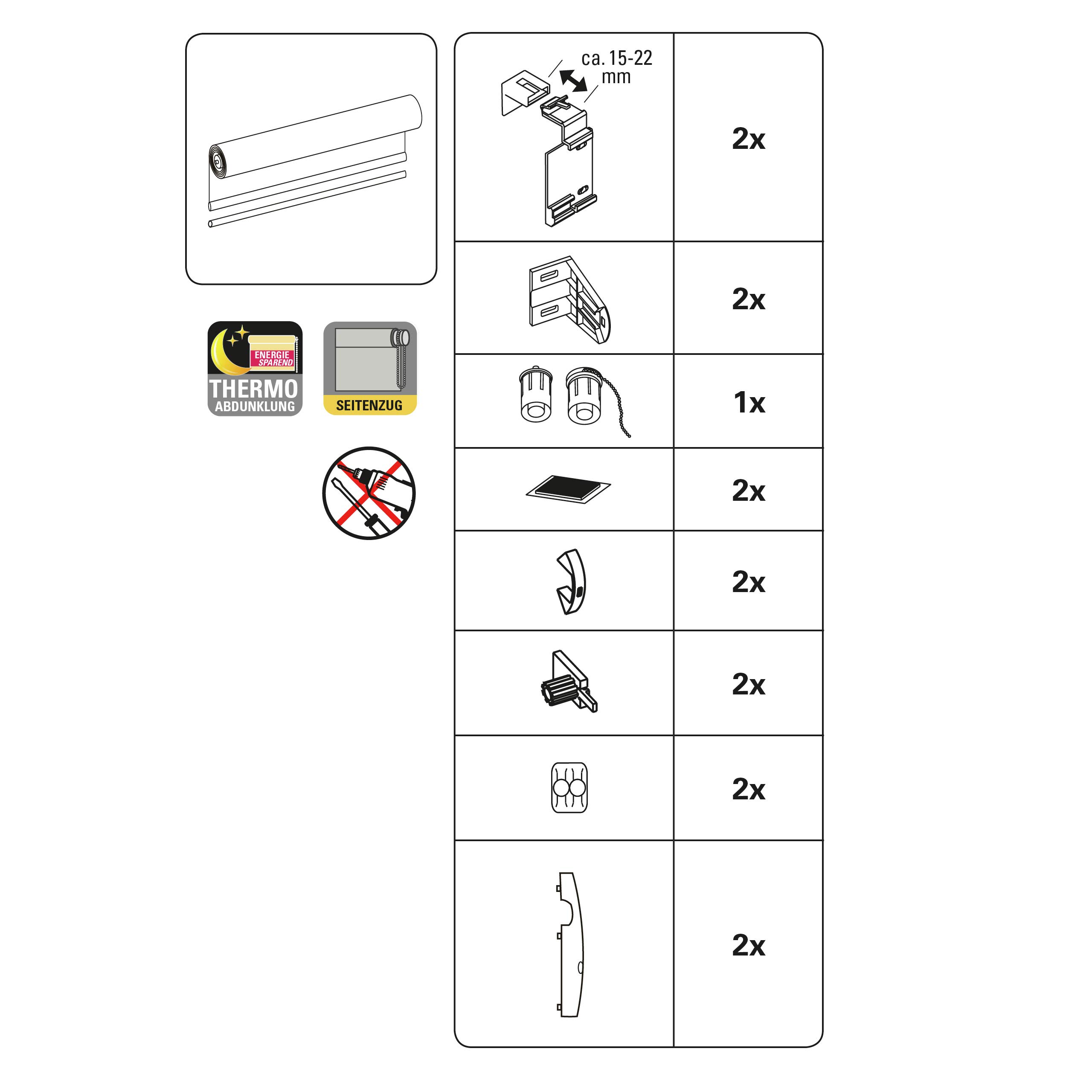 GARDINIA Store Enrouleur Occultant Thermique à Coller ou Clipser, Grande Réflexion de la Lumière, Économie d'Énergie, Opaque, Kit de Montage Inclus, Store Thermique EASYFIX, Ardoise, 90 x 210 cm (LxH)