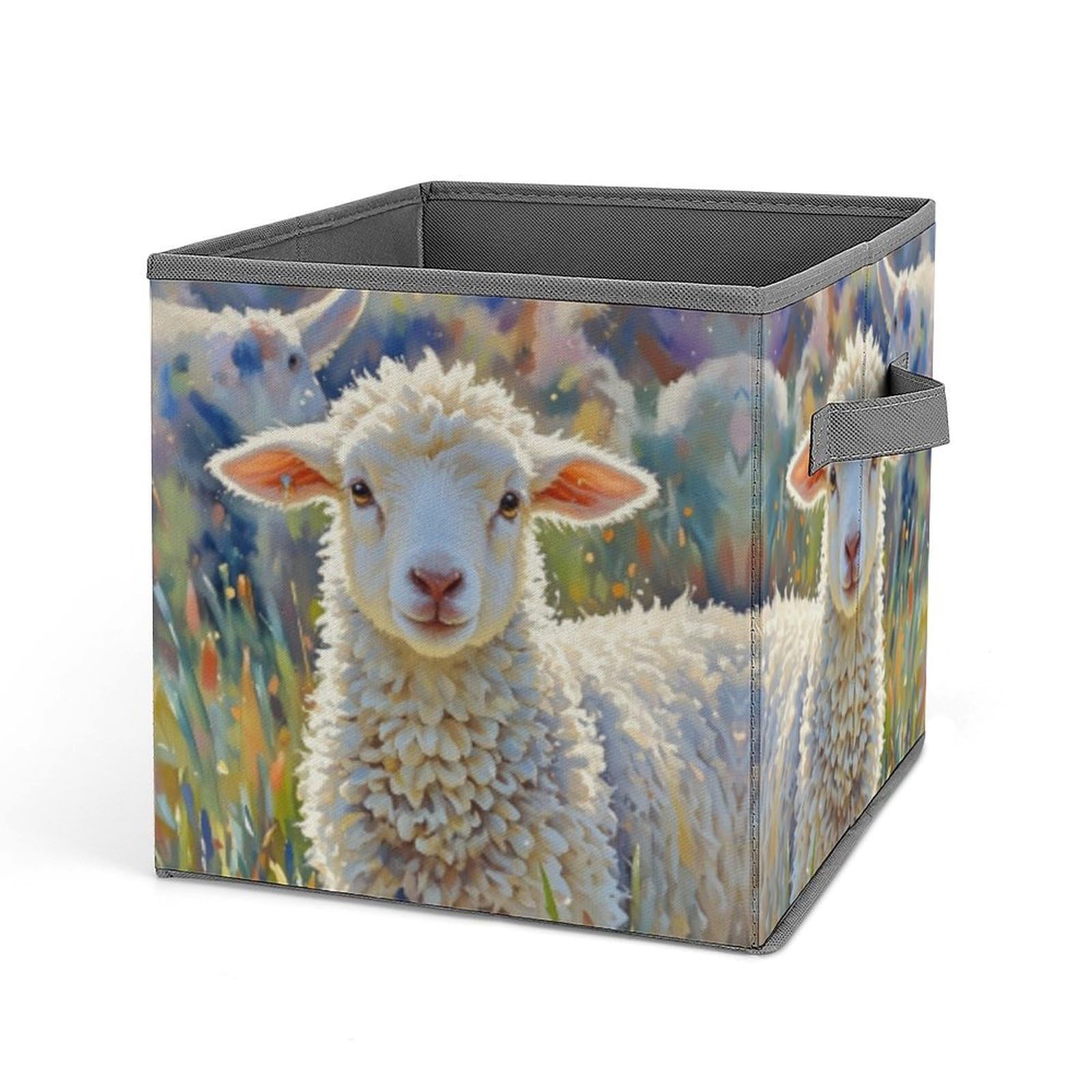 VstaDank Color Sheep Storage Bin Collapsible Storage Cubes Organizer Oxford Cloth Storage Box with Dual Handles Large Stackable Closet Storage Bins for Sheets Hat Sweater