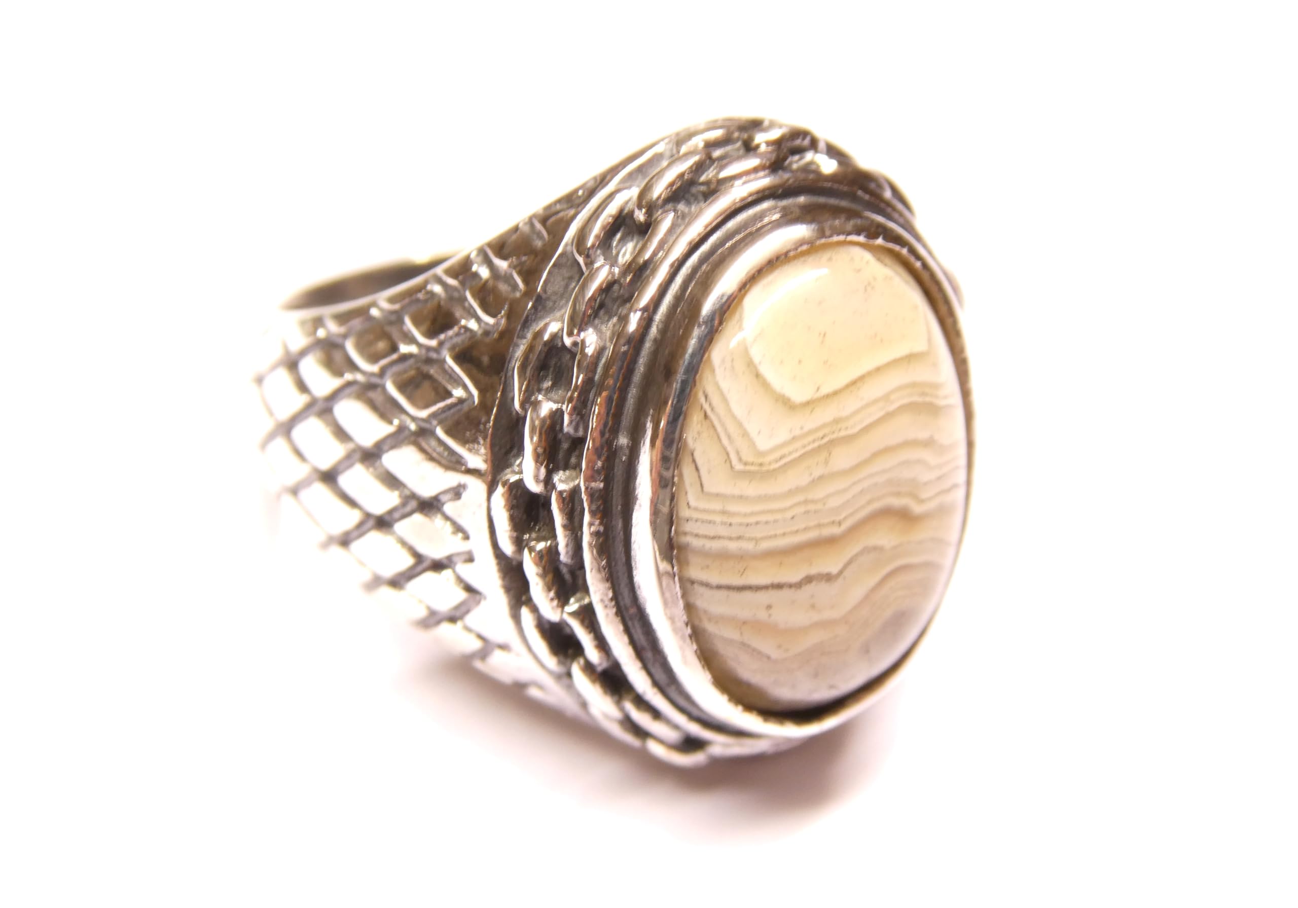 Anillo para hombre de plata de ley maciza, piedras de tamaño 60, piedra jaspe, para hombre, Plata de ley, labrarita