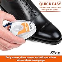 Vista 3 de Silver Express Shoe Shine Sponge - Esmalte de zapatos instantáneo para zapatos, botas y más, abrillantador de zapatos rápido y fácil, 0.2 fl oz