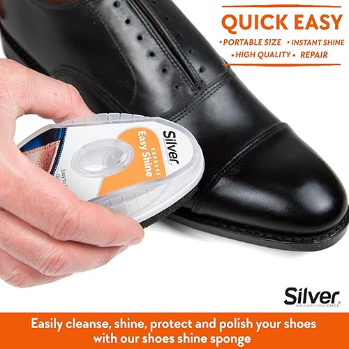 Miniatura 3 de Silver Express Shoe Shine Sponge - Esmalte de zapatos instantáneo para zapatos, botas y más, abrillantador de zapatos rápido y fácil, 0.2 fl oz