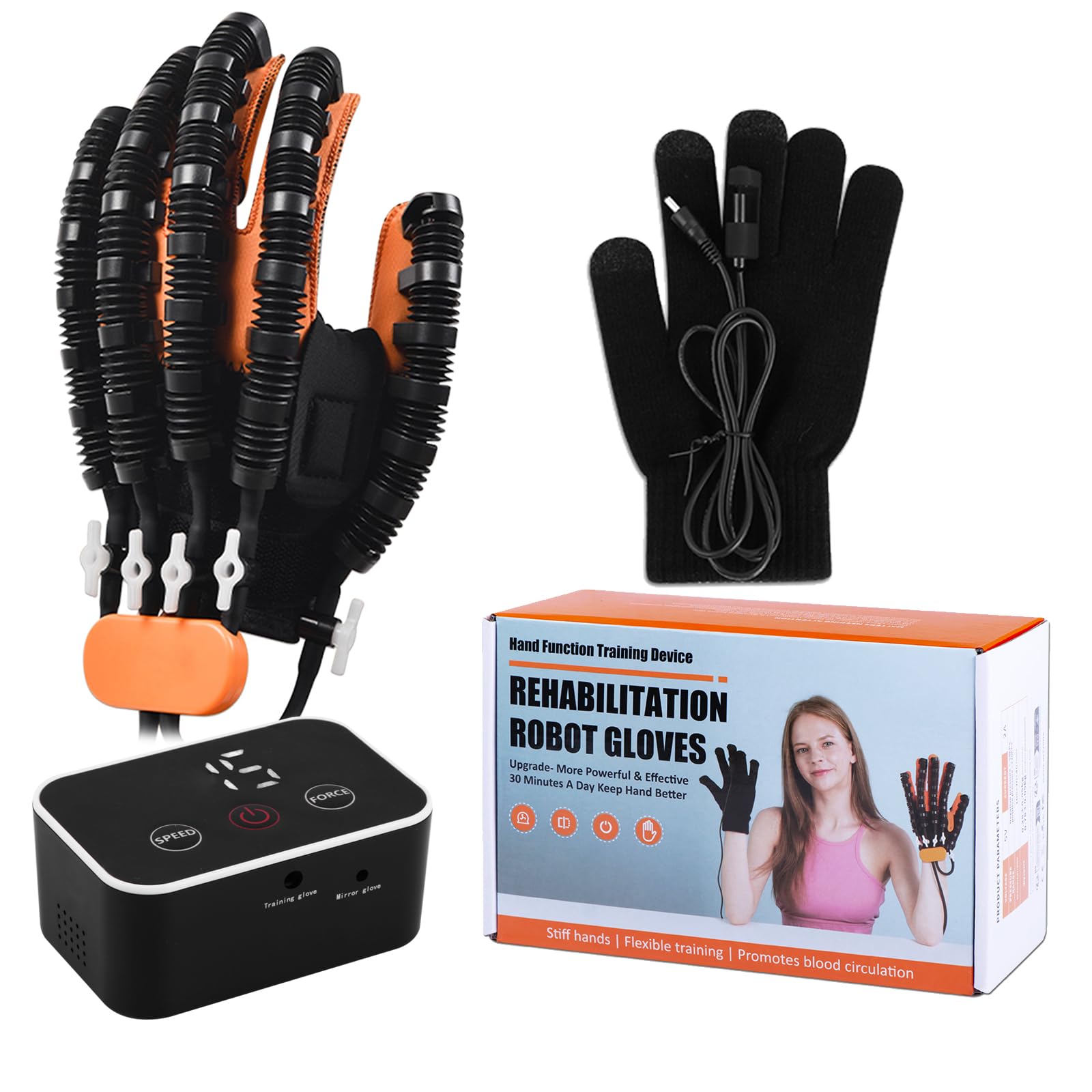 Rehabilitation Robot Gloves, Finger Hand Exerciser for Stroke Recovery Hemiplegia Rehabilitation Hand Therapy Gloves (Left Hand,L)