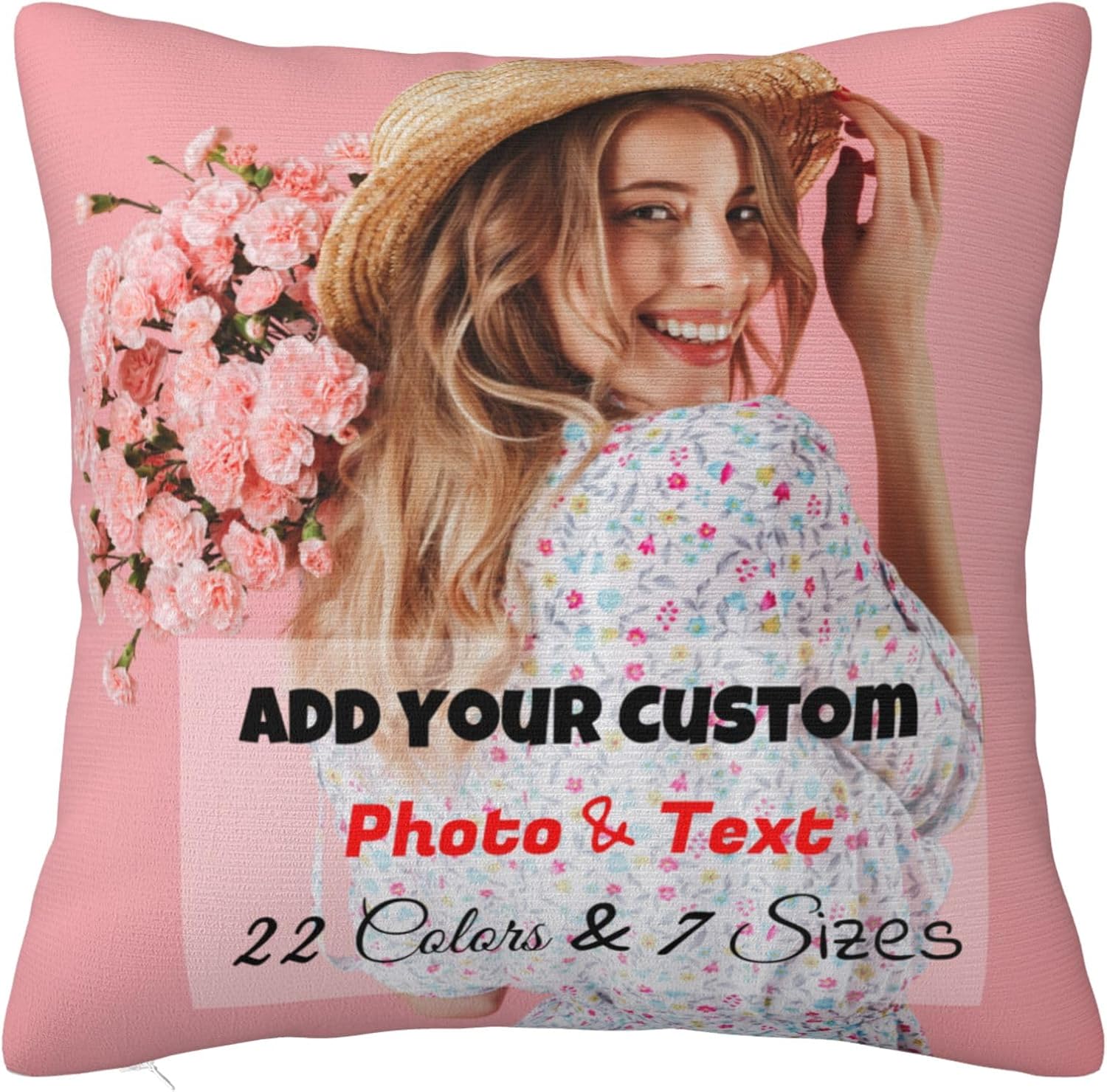 Personalised Pillow Case Cushion Covers with Photo & Text Print, Custom