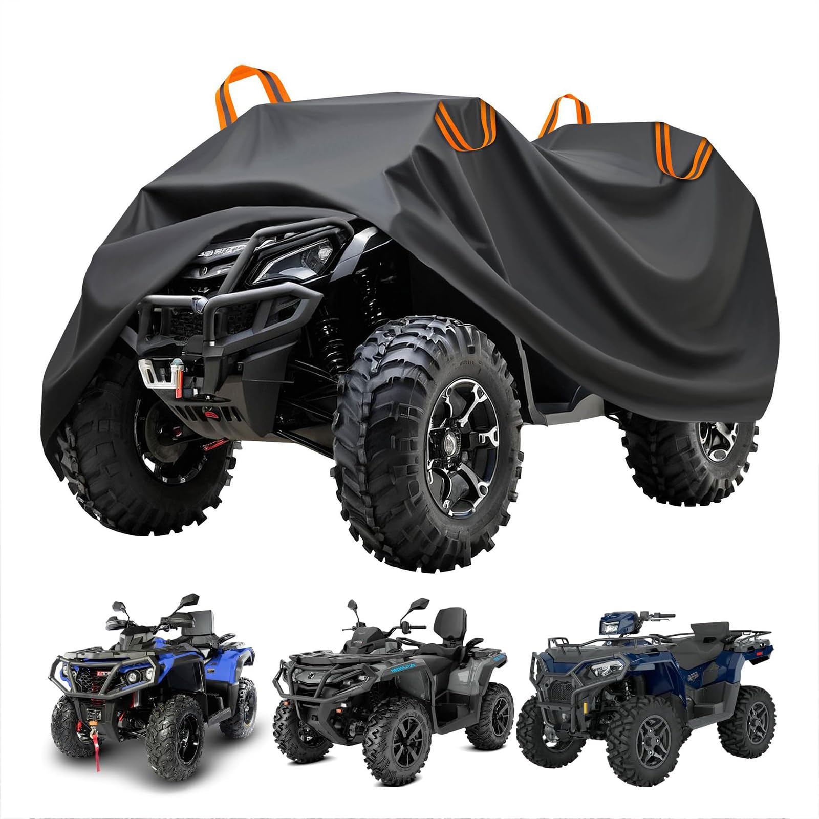 ATV Abdeckung für Loncin XWOLF 1000 MUD 2015–2025, wasserdichte Oxford Plane, Wind- und Schneeschutz Abdeckhaube mit Reflektorstreifen, UV-beständige Außenbeläge,D XXXL