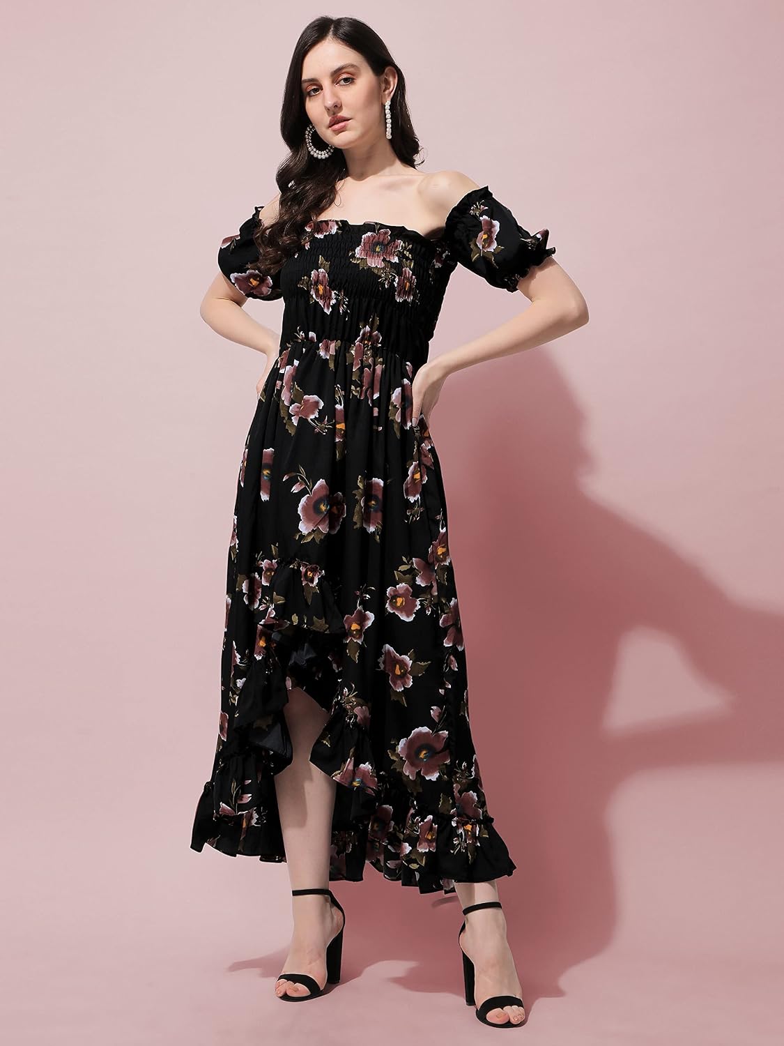 Oomph! Women's Crepe A-Line Maxi Dress Large Black image 2