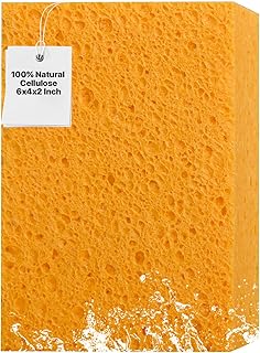 1 PCS Large Natural Cellulose Sponges 6x4x2 Inch - Super Absorbent and Biodegradable, Perfect for Home & Kitchen Cleaning, Boat Bail, Car Washing