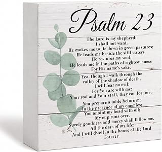 Psalm 23 Scripture Sign, Christian Decor, The Lord is My Shepherd Desk Decor, Rustic Christian Sign, Shelf Table Decor, Christianity Home Decoration for Church Bathroom Dining Living Room