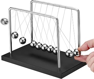 Playbees Newton's Cradle Pendulum Balance Balls Science Physics Gadget 7 Beads Black Kinetic Motion Toy Office Gift Desktop Decoration Calm Down Fidgets Accessories Physics Learning Desk Toy