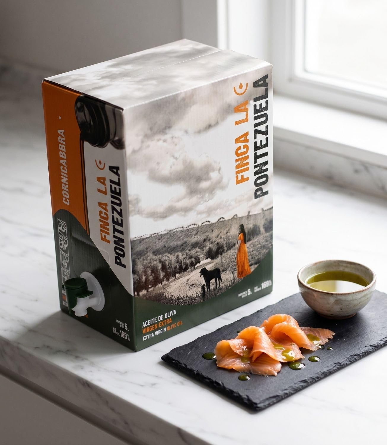 Finca La Pontezuela Bag in Box Aceite de Oliva Virgen Extra 5 Litros Cornicabra - Aceite Intenso de Nueva Campaña - AOVE Español 100% Ideal para Uso Diario - DOP Montes de Toledo (Paquete de 1)