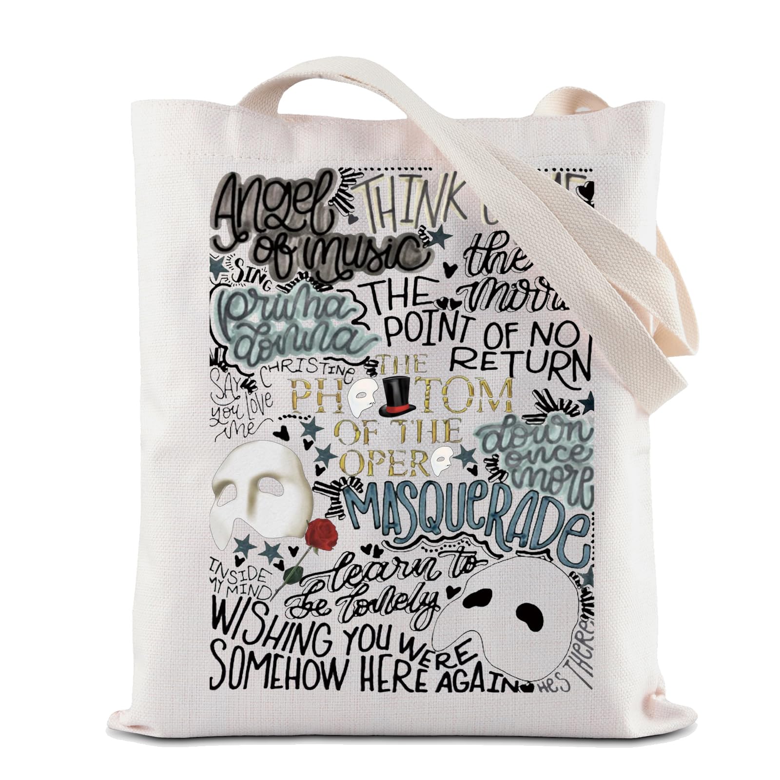 ZJXHPO Opera Musical Tote Bag Musical Reusable Grocery Shopping Bag Musical Theatre Gift (Opera Tote