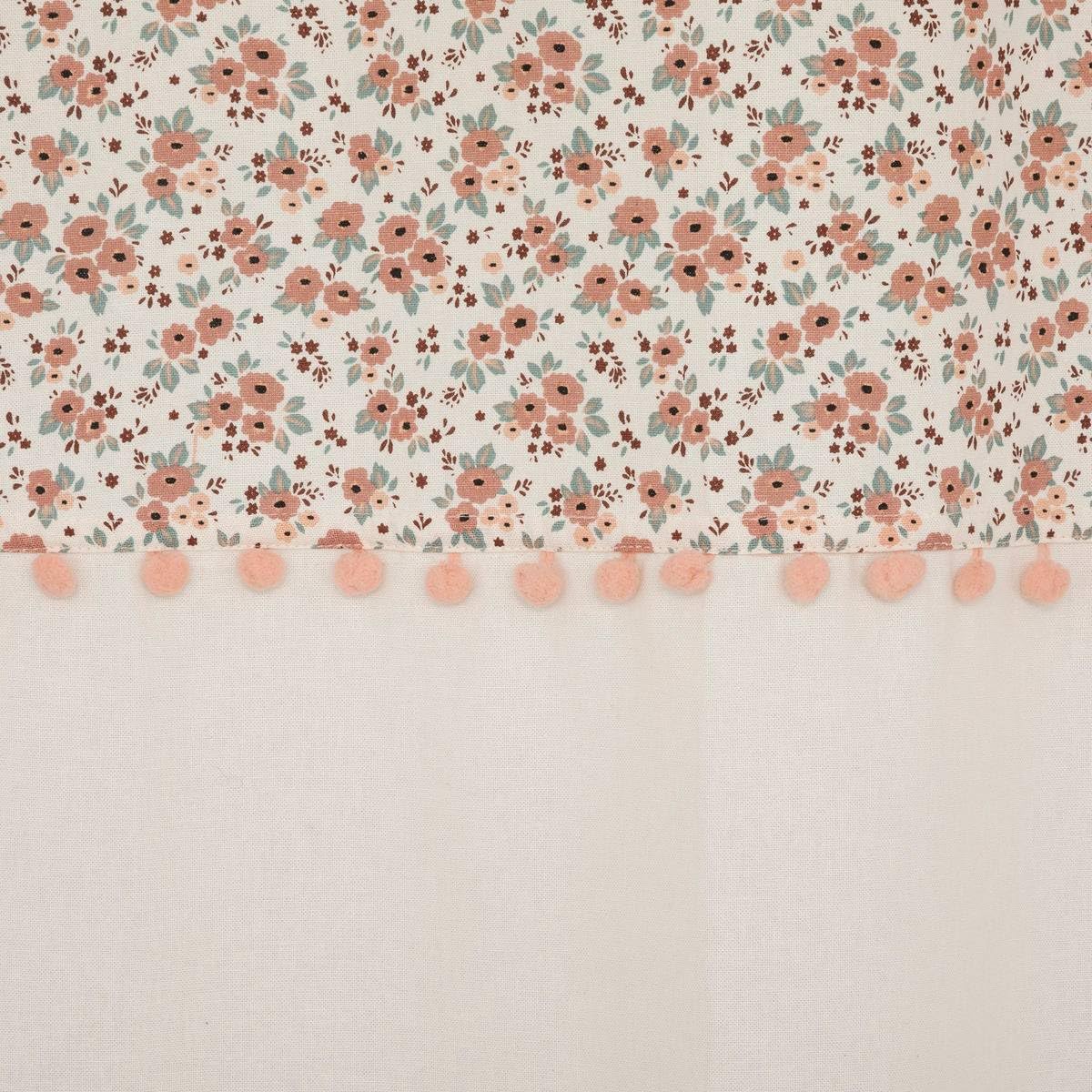 Rideau à œillet en Coton déco Fleurie avec Pompons 140 x 260 cm Chambre d'enfant - Atmosphera