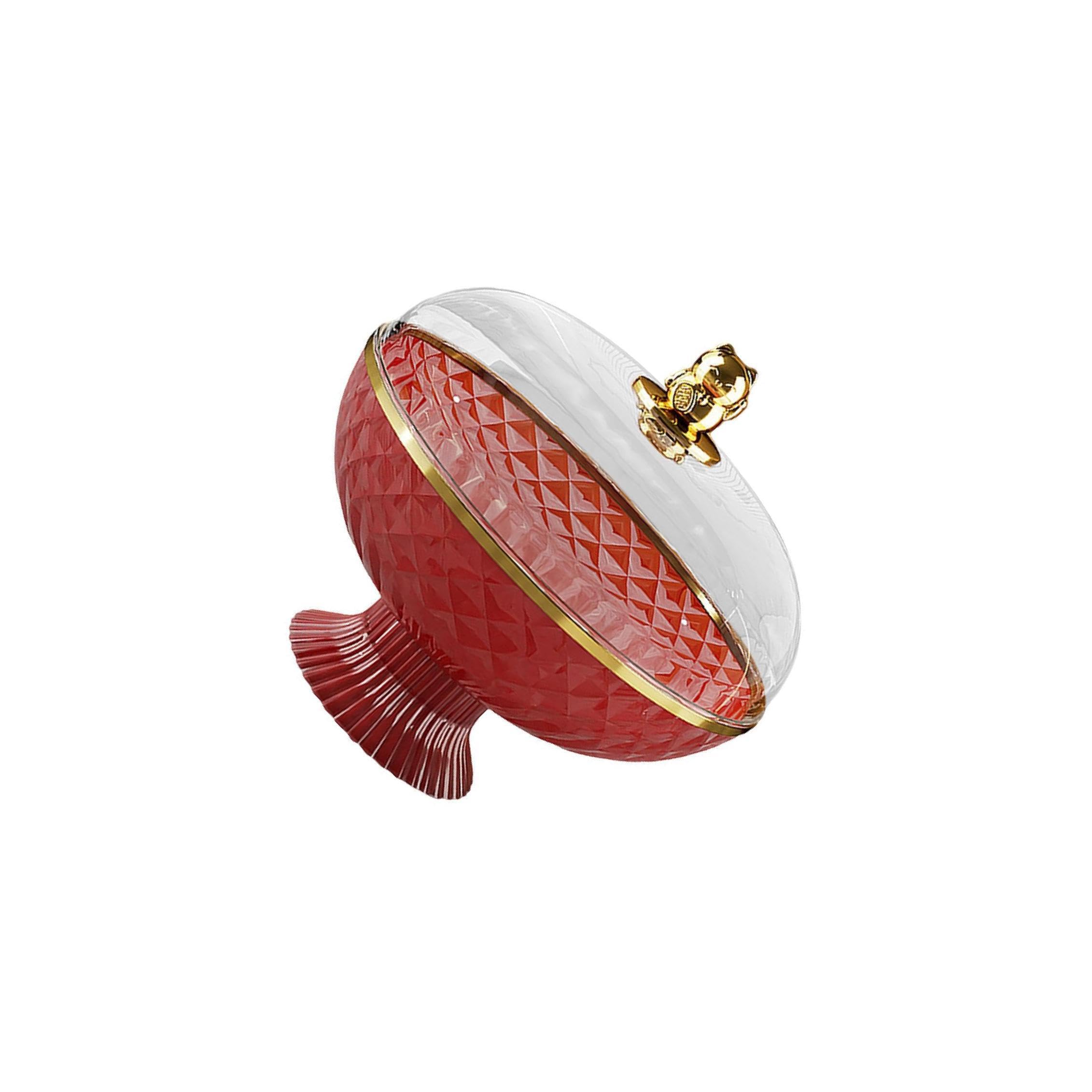 ALCXAZS Round Snack Holder Dessert Bowl With Lid Offers Stylish Storage For Treats While Maintaining Freshness During Events Decorative Vegetable Holder Fruit , Red , 21x25.8cm