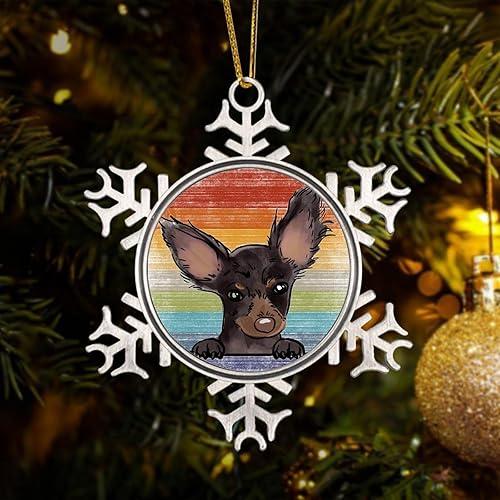 Miniatura 1 de Adorno de copo de nieve de metal, adorno de terrier de juguete ruso, acuarela, mirando a perro, mamá, mascotas, regalos de recuerdo de Navidad,
