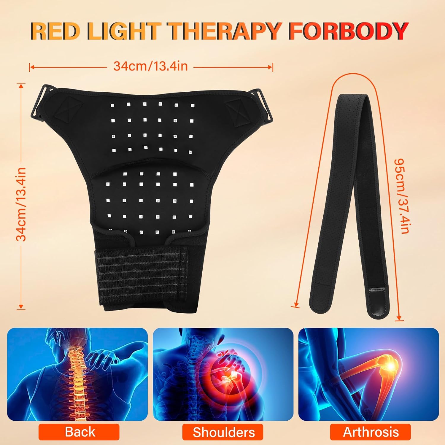 Red Light Therapy for Shoulder, Near-Infrared Light Therapy Pad，660nm & 850nm Portable Heated Shoulder Pad，5 Modes 5000mAh Portable & Longer Runtime