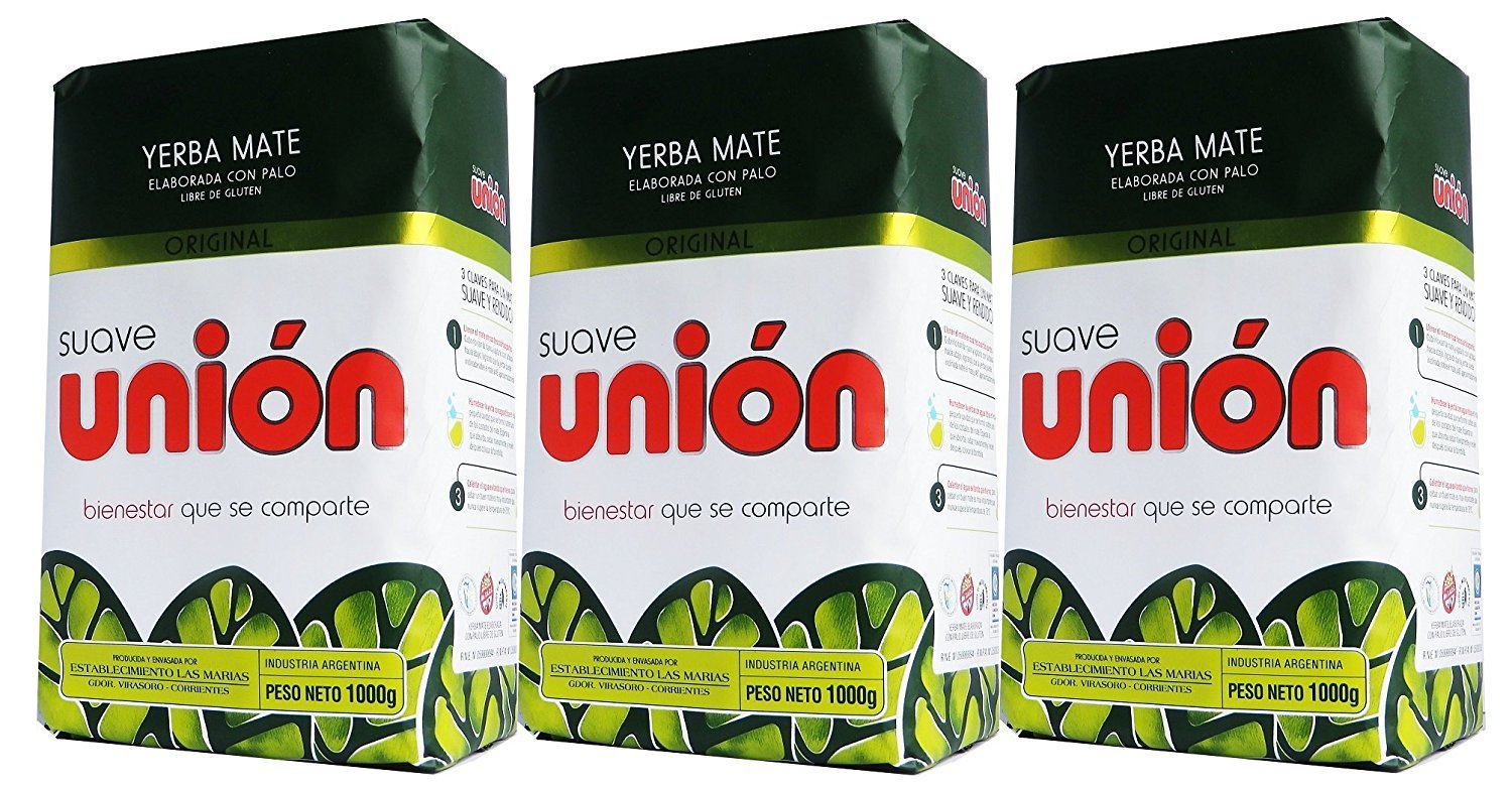 La Union Yerba Mate Suave Con Palo 3 Bags of 1kg (3kg - 6.6lbs)
