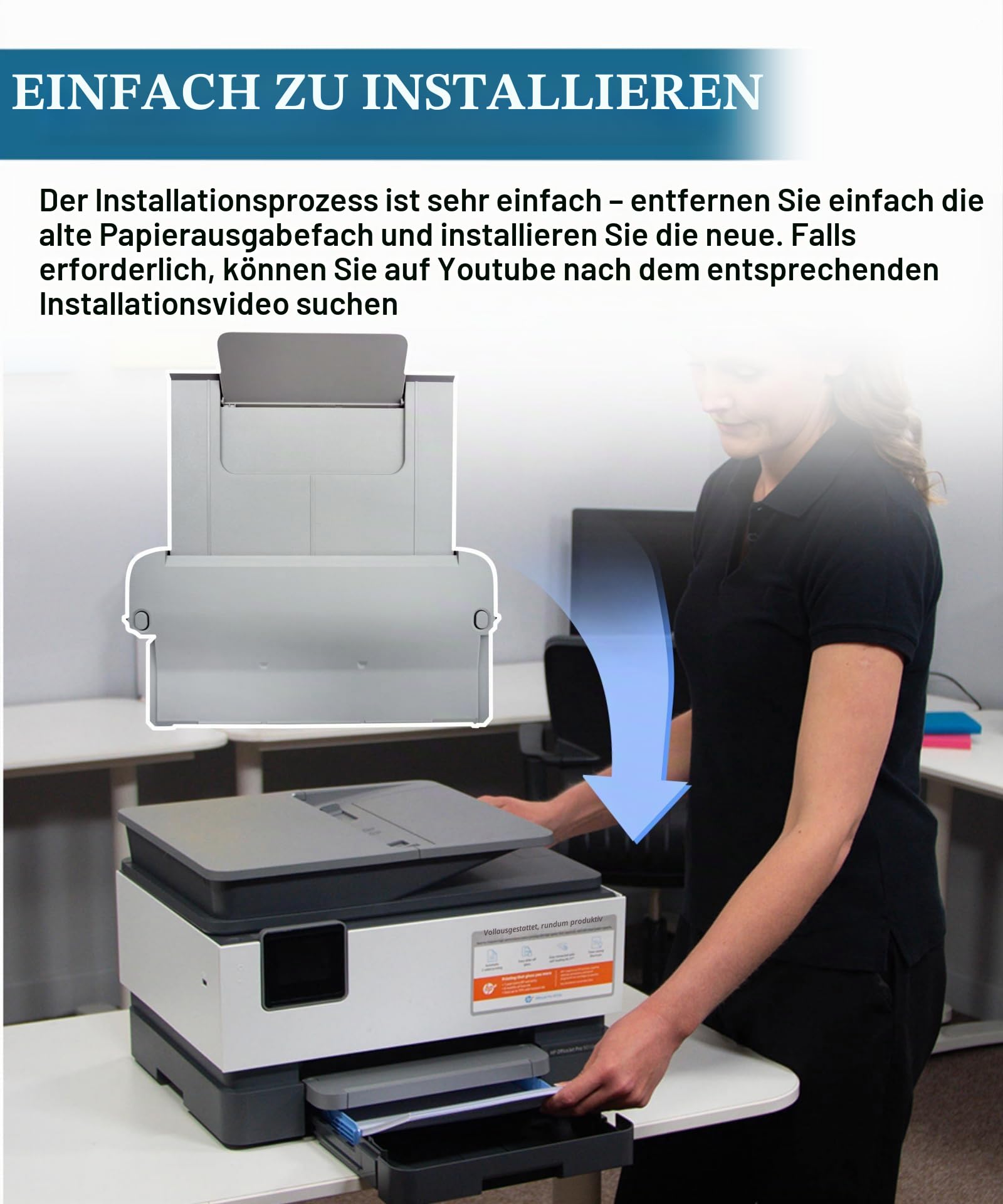 Papierausgabefach Ersatzteil passend für HP OfficeJet Pro 9010 9012 9015 9016 9018 9019 9010E 9013E 9015E 9016E 9018E