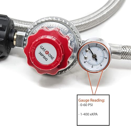 Miniatura 3 de GasOne Regulador de propano 2123+50105 y manguera de 0-30PSI con adaptador de montaje macho, 4 pies