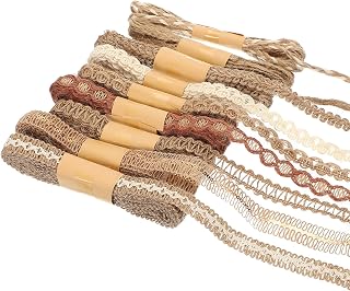 PATIKIL 6,6 Fuß Juteband für Bastelarbeiten, 9 Rollen Jutebänder Spitzenband Natur Jute Seil Schnur für Geschenkverpackung Hochzeit Wohnkultur