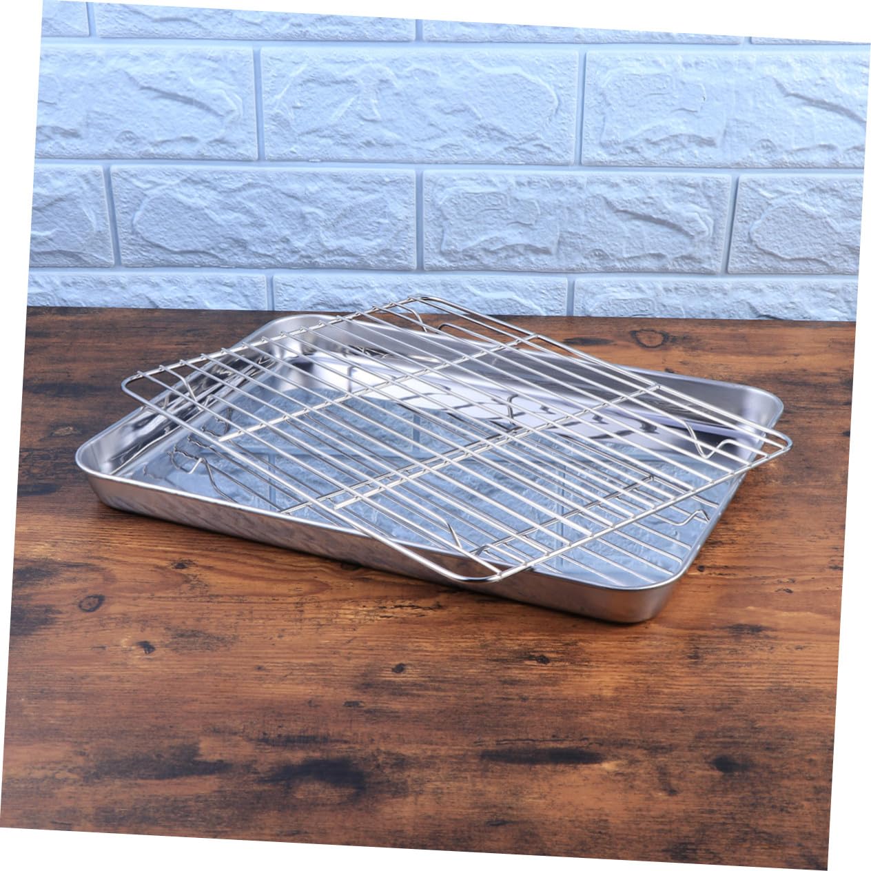Zerodeko 2 piezas Bandeja para Hornear y Rejilla de Enfriamiento de Acero Inoxidable Bandeja Reforzada sin para Pasteles Galletas y Tartas Resistente y Fácil de Limpiar para Hogar y