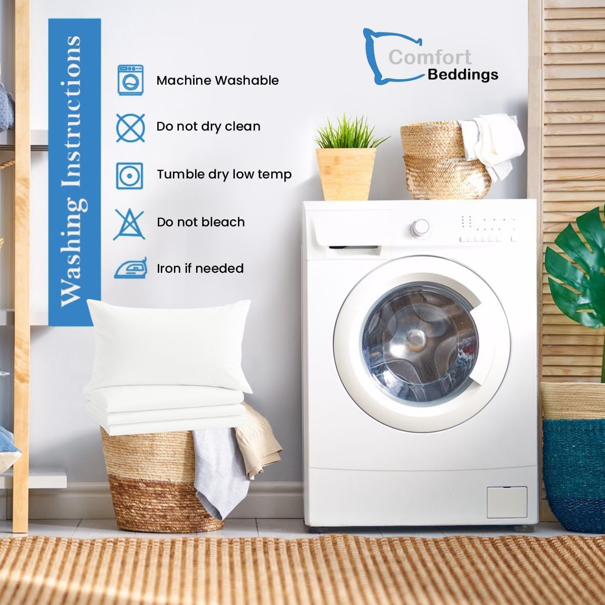 Comfort Beddings King Pillowcases Set of 4 – 100% Organic Cotton, 600 Thread Count Sateen, Soft & Comfy Pillow Covers with Envelope Closure, White, King Size 20 x 40 Inches - Image 6