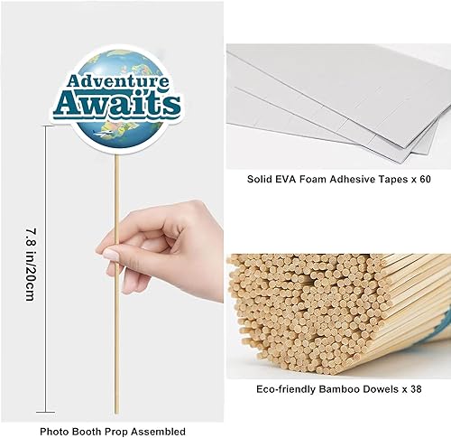 Miniatura 6 de Biswiter Decoraciones de fiesta de Adventure Awaits para cabina de fotos, 26 piezas de decoración de Let The Adventure Begin, accesorios de fotos,