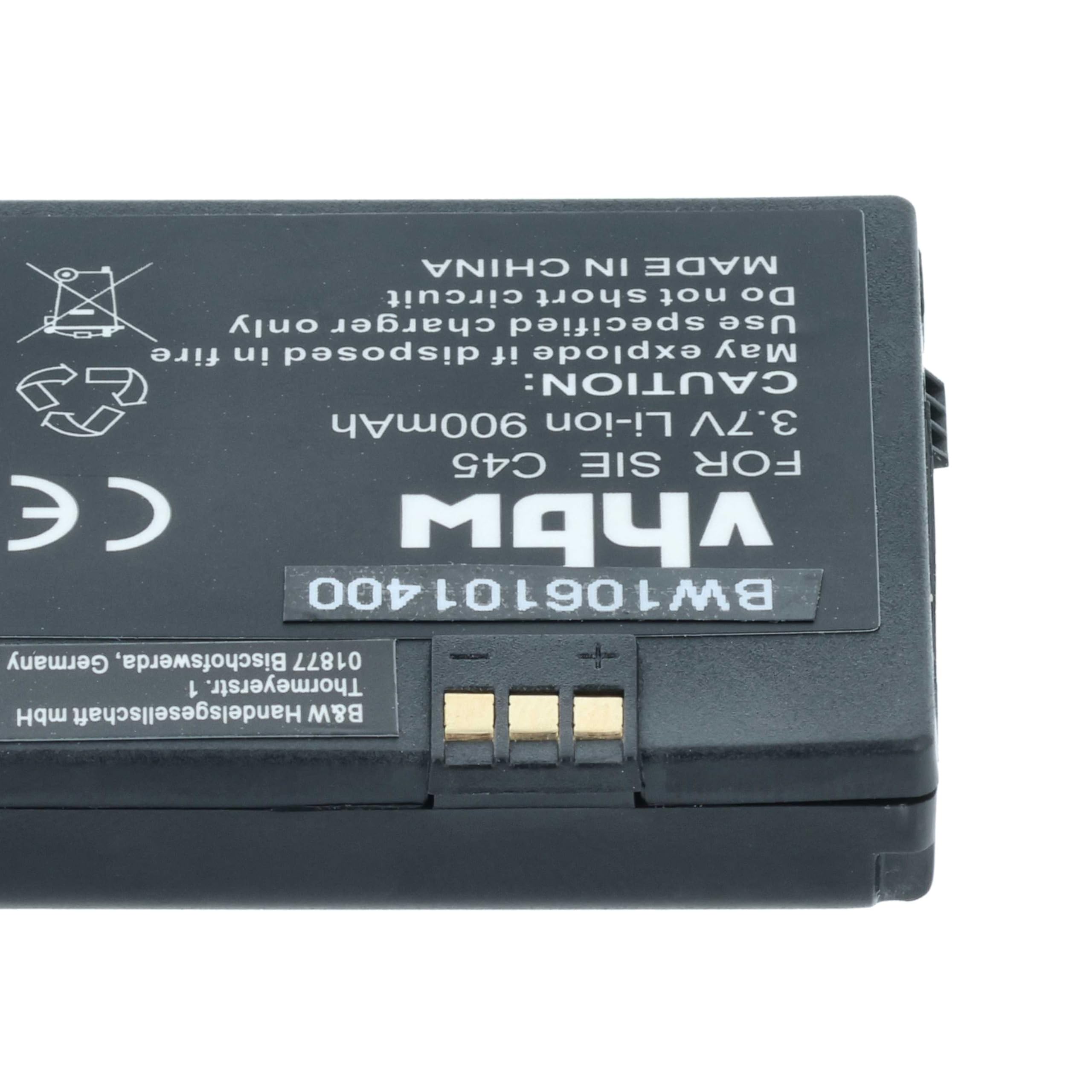 vhbw Akumulator kompatybilny z Siemens MT50 | C45i, C45, M50, A50 telefon komórkowy smartfon (900 mAh, 3,7 V, litowo-jonowy)