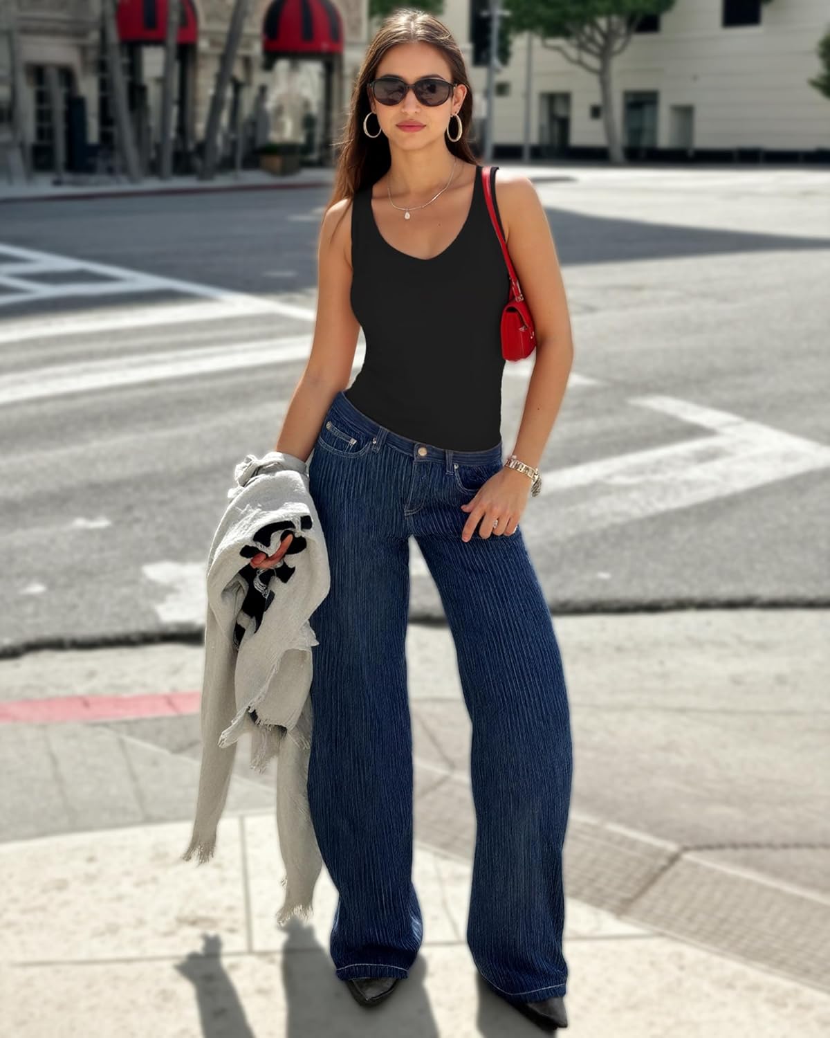 MANGOPOP Women's Deep V Neck Tank Top Bodysuit Sexy Thong Double Lined Body Suit Sleeveless Backless Plunge Going Out Tops - Image 5