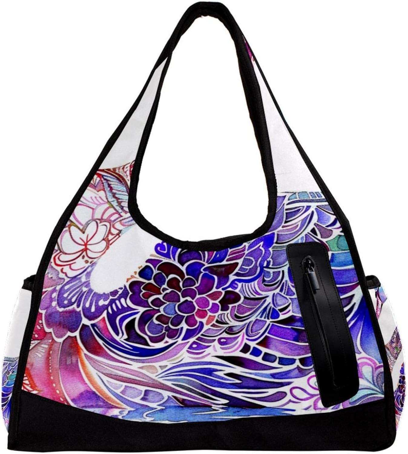 Gym Bag for Women, Gym Duffle Bag for Men, Duffel Workout Sports, Colorful Peacock Feather Ethnic Vintage Retro Bohemian