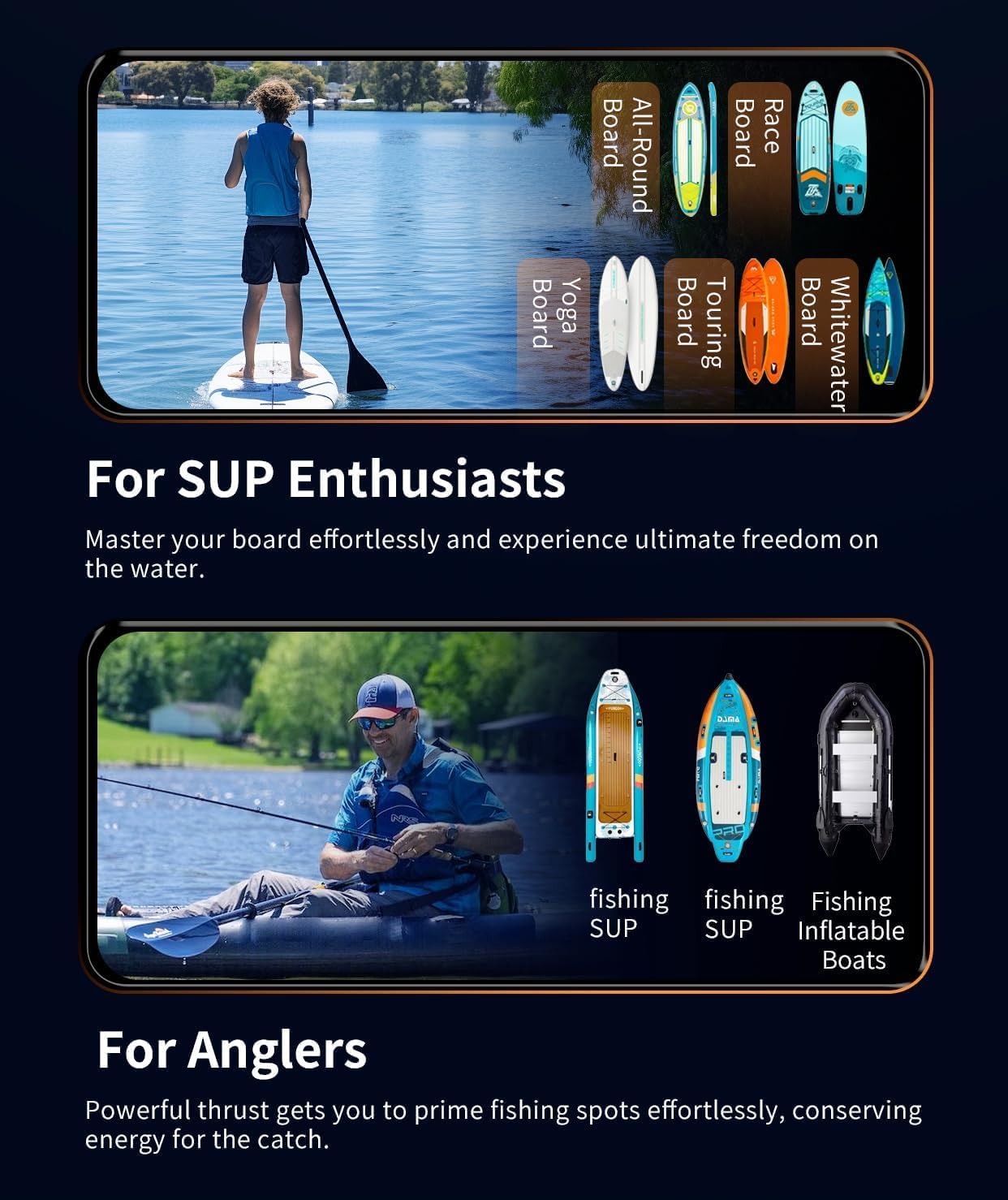 ParadisePad Edge K4 Kayak Sup motor with Wireless Remote, 400W Brushless Electric Paddle Board Fin Motor with steering, B2 Battery with 9000 mah, Universal Boost Thruster for Kayaks, Paddle Boards