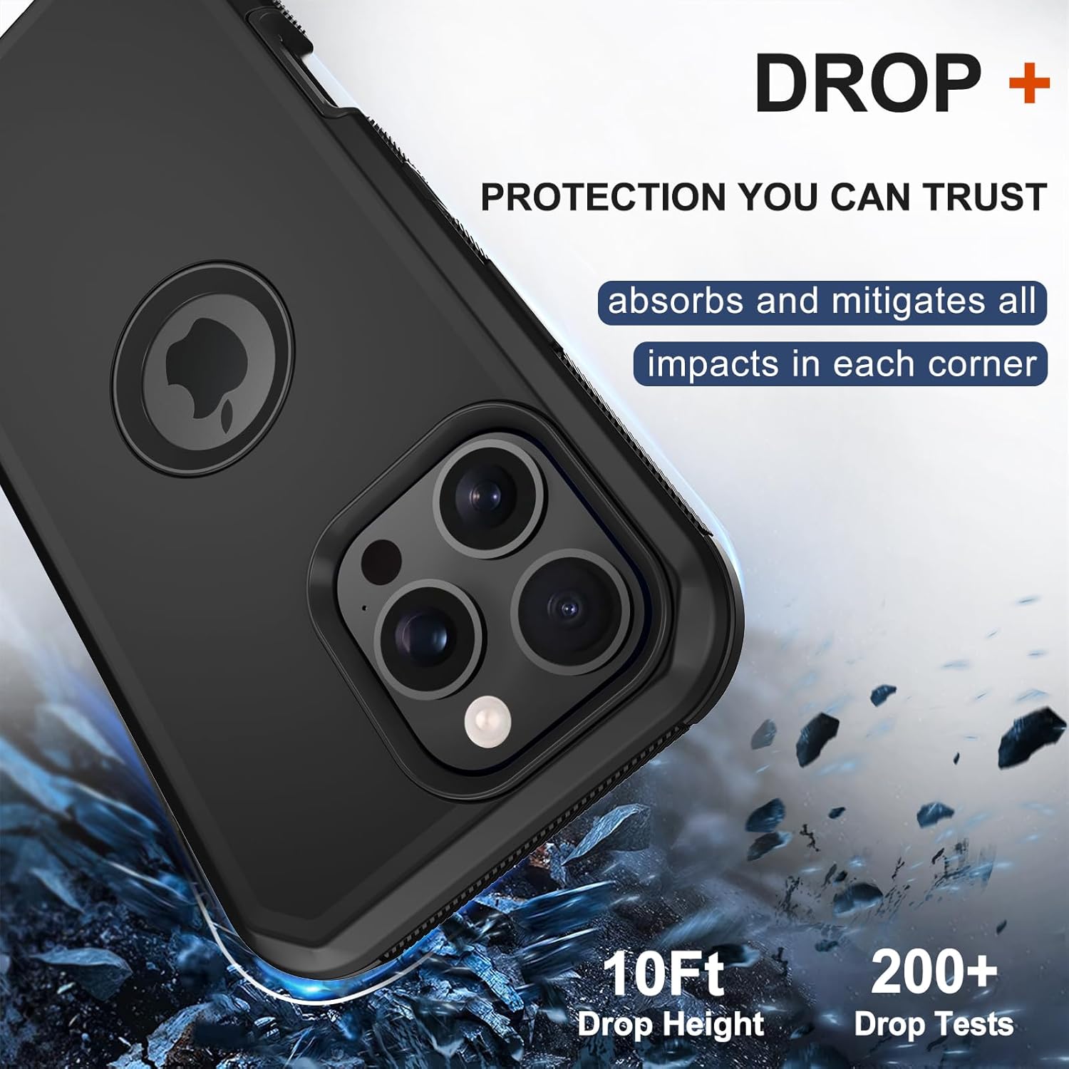 RubCase for iPhone 16 Pro Max Phone Case,Military Grade Drop Protection Cell Phone Cover with Belt Clip Holster Stand,Screen Protector x2 Rugged Kickstand for iPhone 16 Pro Max Case 6.9” (Black) - Image 4