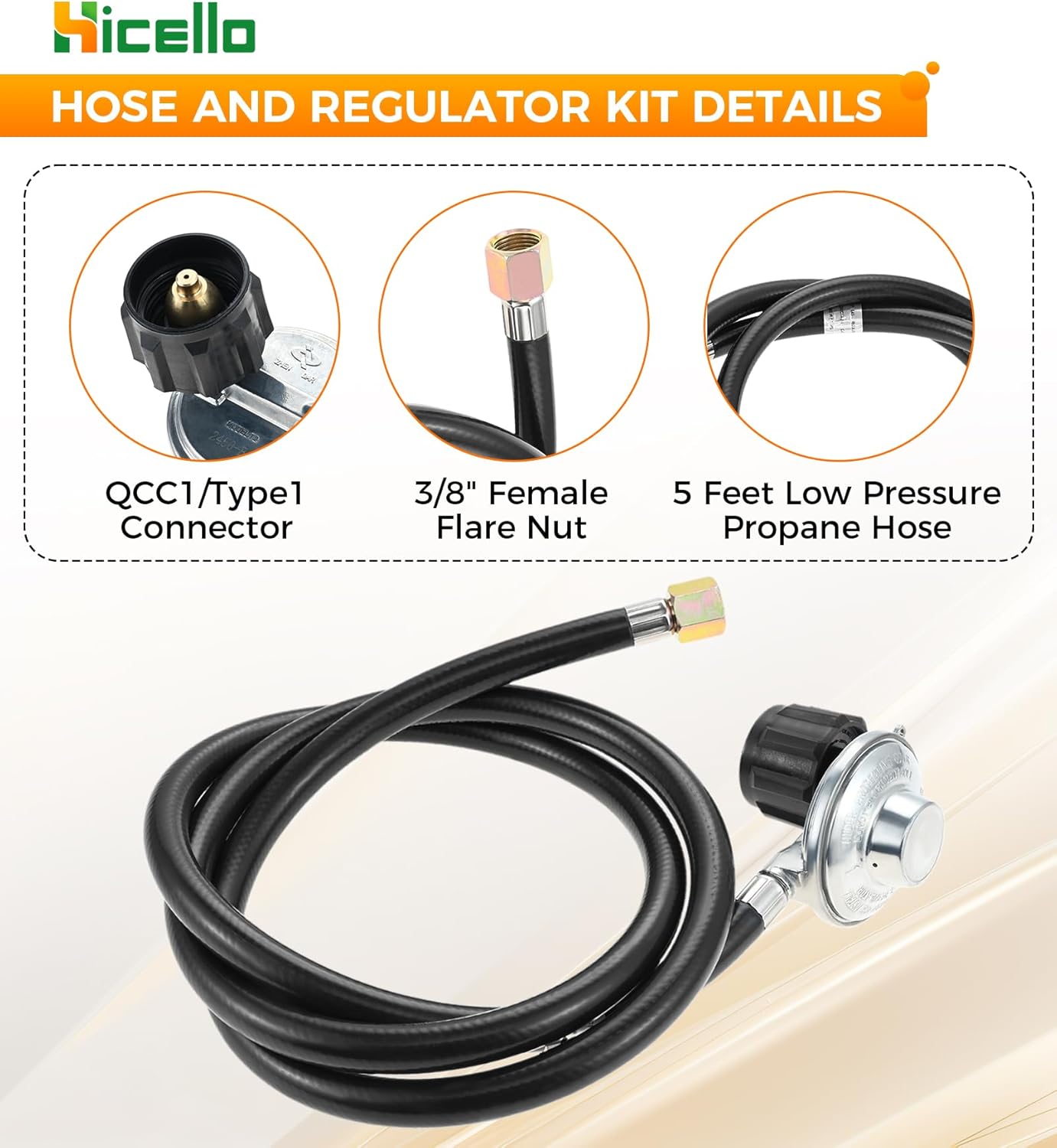 Upgraded 5FT Hose & Regulator kit, Replacement for Weber Spirit II (2017-2019)/E310/E320/E210 Genesis II 210/LX240/300/400 Summit 400/600 Silver/Gold/Platinum Series – Replacement for 67069 69891
