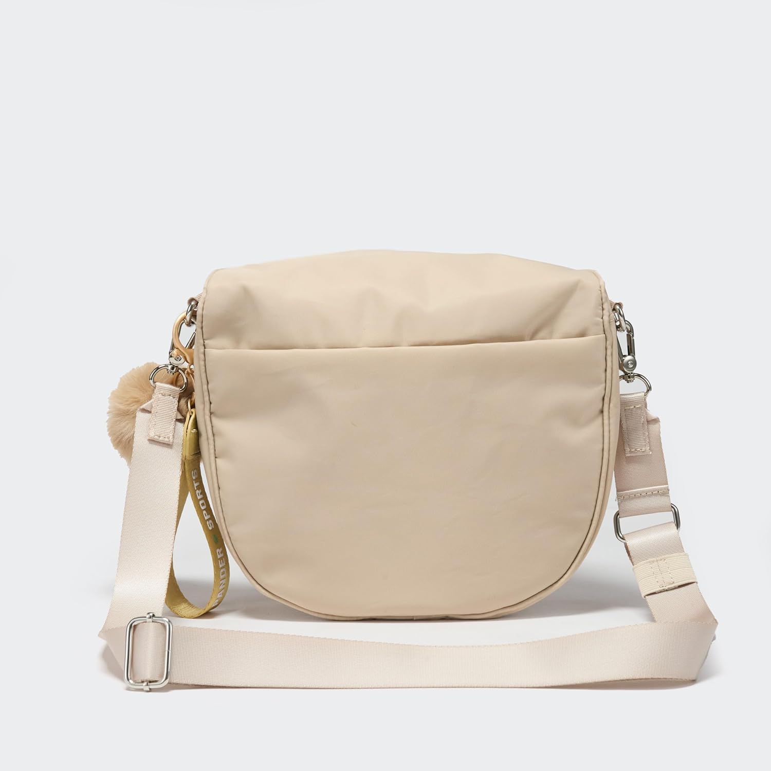 Pander Crossbody Bum Bag for Women, Everyday Nylon Shoulder Bag with Pompom Keychain Wristlet Bag Charm, Adjustable Strap - Image 7