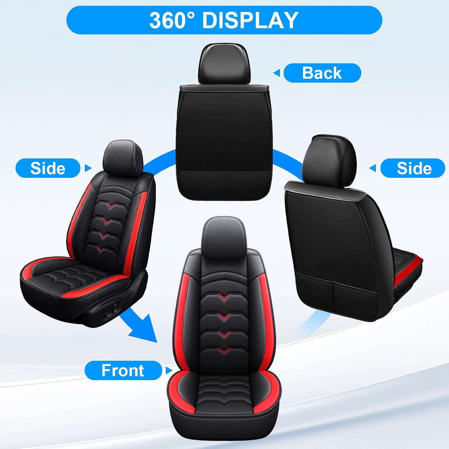 PU Leather Car Seat Covers Compatible with Chevy Trax 2022–2026, Custom Fit 5 Seat Cover Set for Front and Rear Seats, Non-Slip Seat Protectors Cushion, Trax Interior Accessories, Black Red