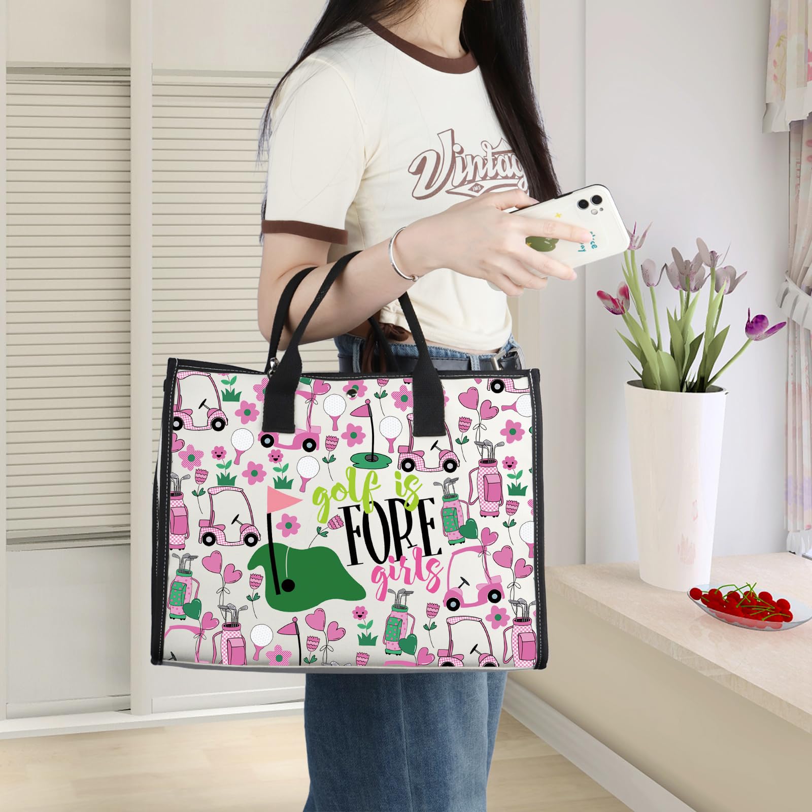 WZMPA Golf Girl Cosmetic Makeup Bag Lady Golf Gifts Golf Is Fore Girls Zipper Pouch Bag for Golf Lover Golf Player Golf Girls BG - Image 3